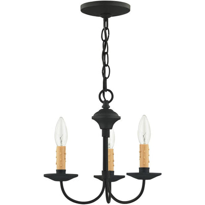 Black Three Light Metal Dimmable Chandelier With Shades HomeRoots
