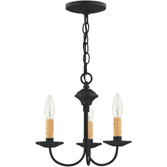 Black Three Light Metal Dimmable Chandelier With Shades HomeRoots