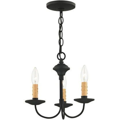 Black Three Light Metal Dimmable Chandelier With Shades HomeRoots