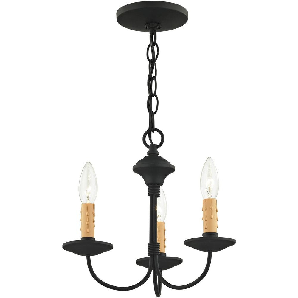 Black Three Light Metal Dimmable Chandelier With Shades HomeRoots