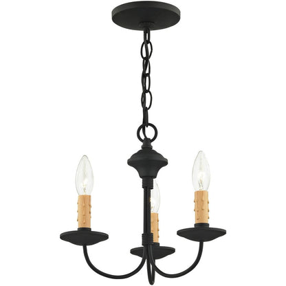 Black Three Light Metal Dimmable Chandelier With Shades HomeRoots