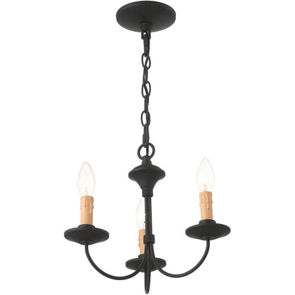 Black Three Light Metal Dimmable Chandelier With Shades HomeRoots