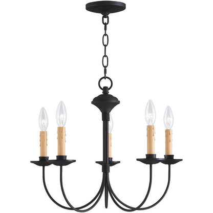 Black Five Light Metal Dimmable Chandelier With Shades HomeRoots