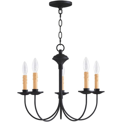 Black Five Light Metal Dimmable Chandelier With Shades HomeRoots