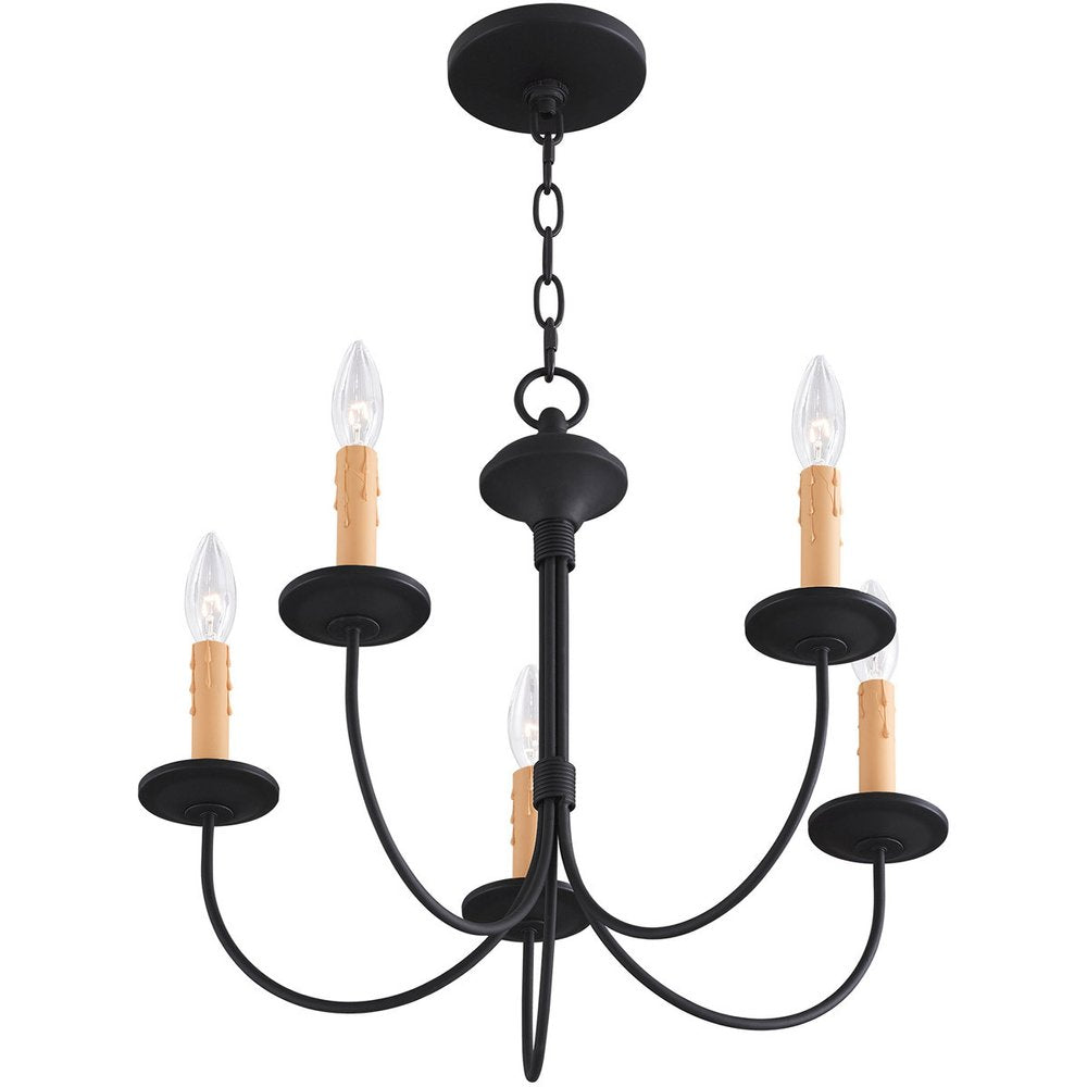 Black Five Light Metal Dimmable Chandelier With Shades HomeRoots