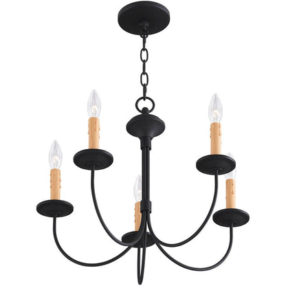 Black Five Light Metal Dimmable Chandelier With Shades HomeRoots