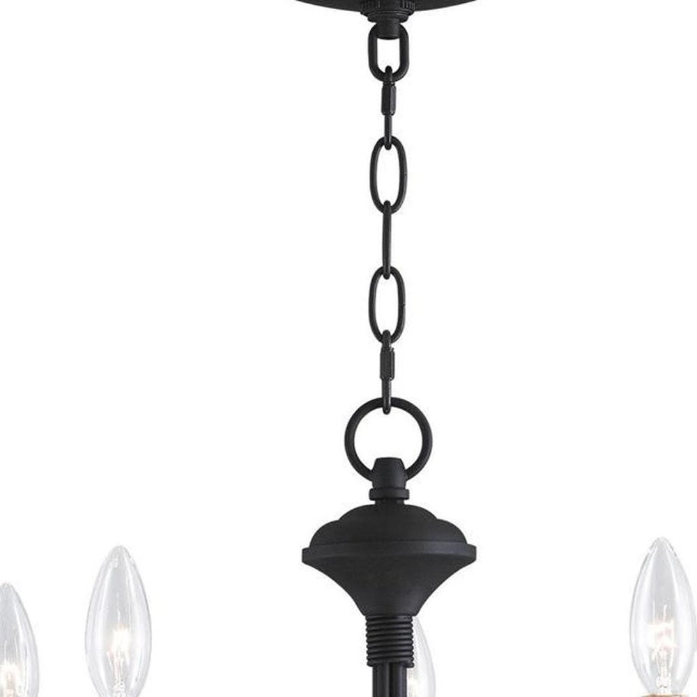 Black Five Light Metal Dimmable Chandelier With Shades HomeRoots