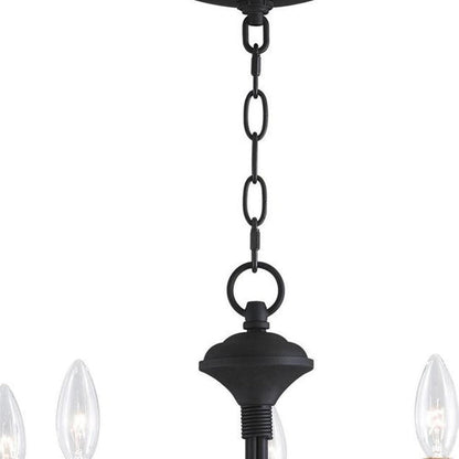 Black Five Light Metal Dimmable Chandelier With Shades HomeRoots