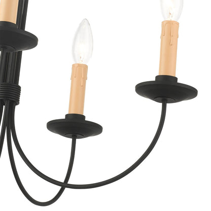 Black Five Light Metal Dimmable Chandelier With Shades HomeRoots