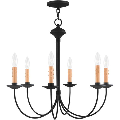 Black Six Light Metal Dimmable Chandelier With Shades HomeRoots