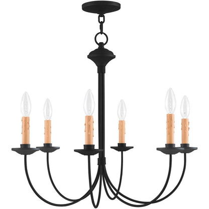 Black Six Light Metal Dimmable Chandelier With Shades HomeRoots