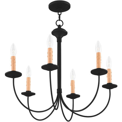 Black Six Light Metal Dimmable Chandelier With Shades HomeRoots
