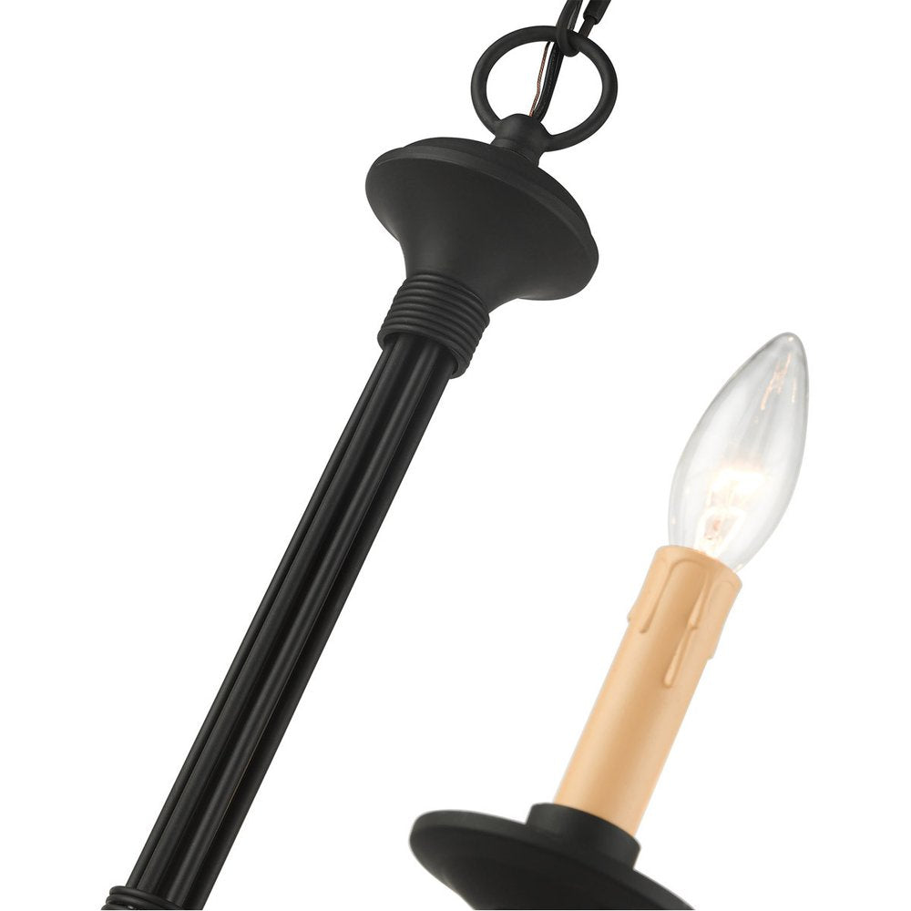 Black Six Light Metal Dimmable Chandelier With Shades HomeRoots
