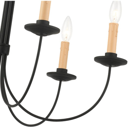 Black Six Light Metal Dimmable Chandelier With Shades HomeRoots