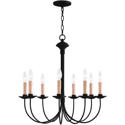 Black Eight Light Metal Dimmable Chandelier With Shades HomeRoots