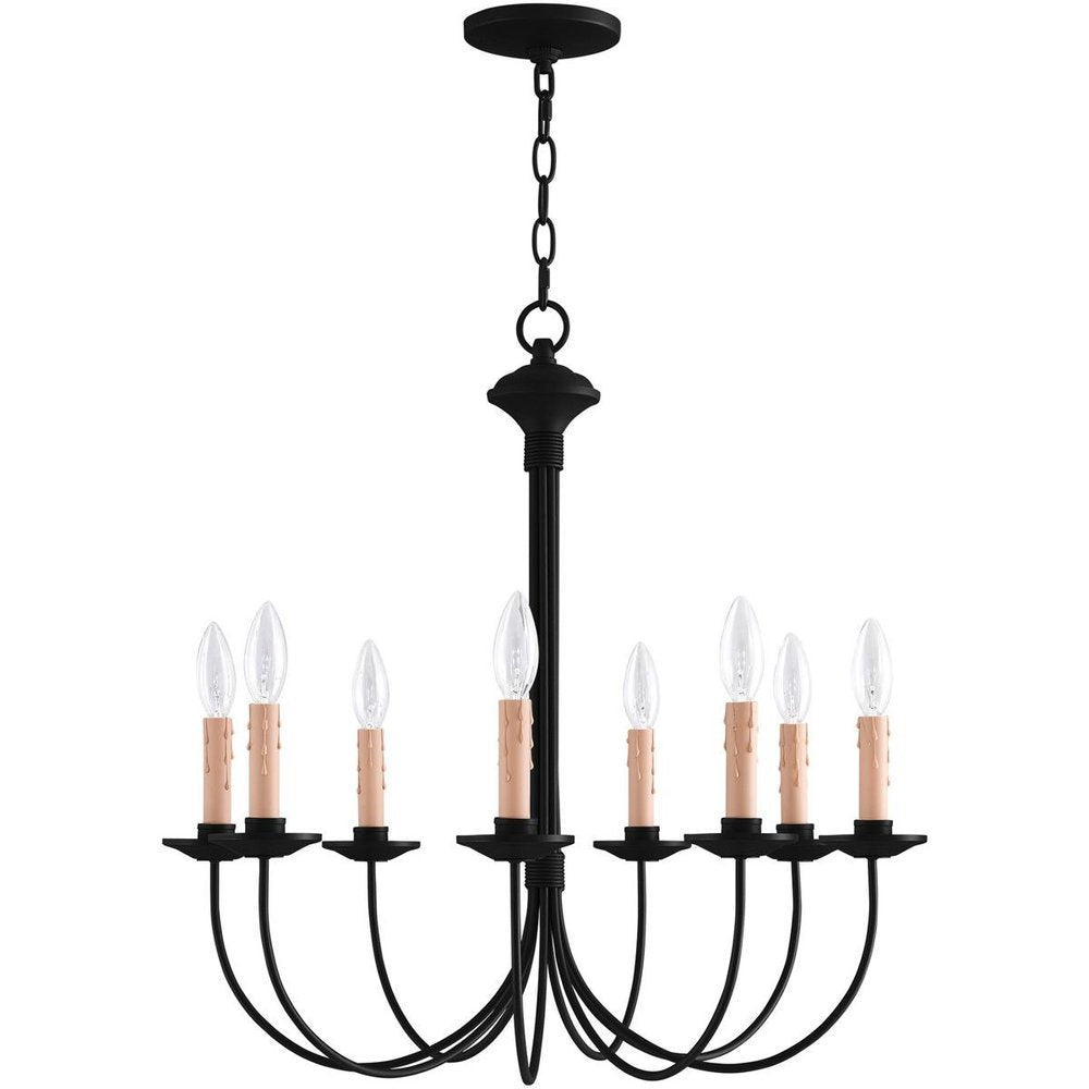Black Eight Light Metal Dimmable Chandelier With Shades HomeRoots
