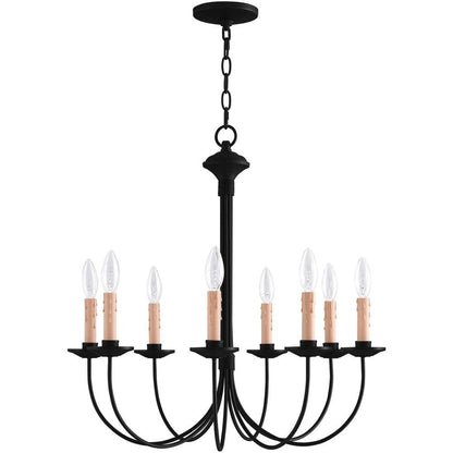 Black Eight Light Metal Dimmable Chandelier With Shades HomeRoots