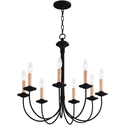 Black Eight Light Metal Dimmable Chandelier With Shades HomeRoots