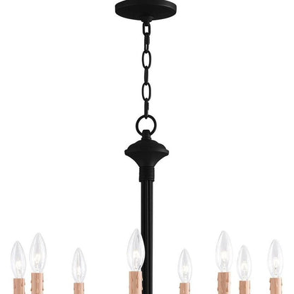 Black Eight Light Metal Dimmable Chandelier With Shades HomeRoots
