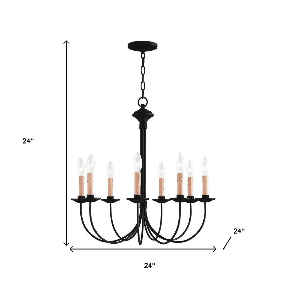 Black Eight Light Metal Dimmable Chandelier With Shades HomeRoots