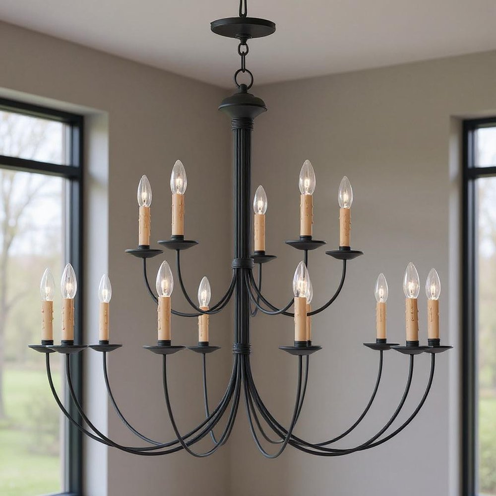 Black Multi Light Metal Dimmable Chandelier With Shades HomeRoots