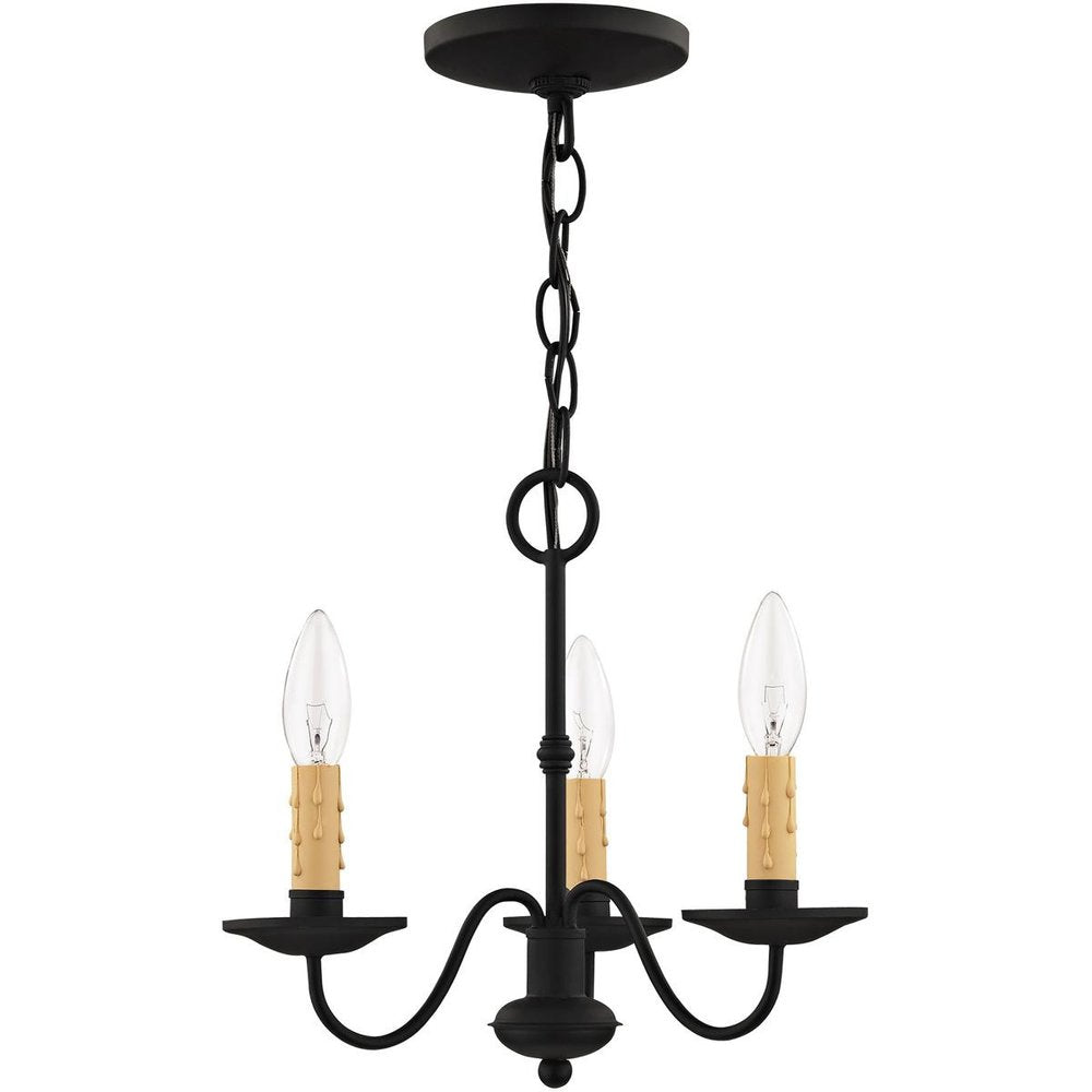 Black Three Light Metal Dimmable Chandelier With Shades HomeRoots