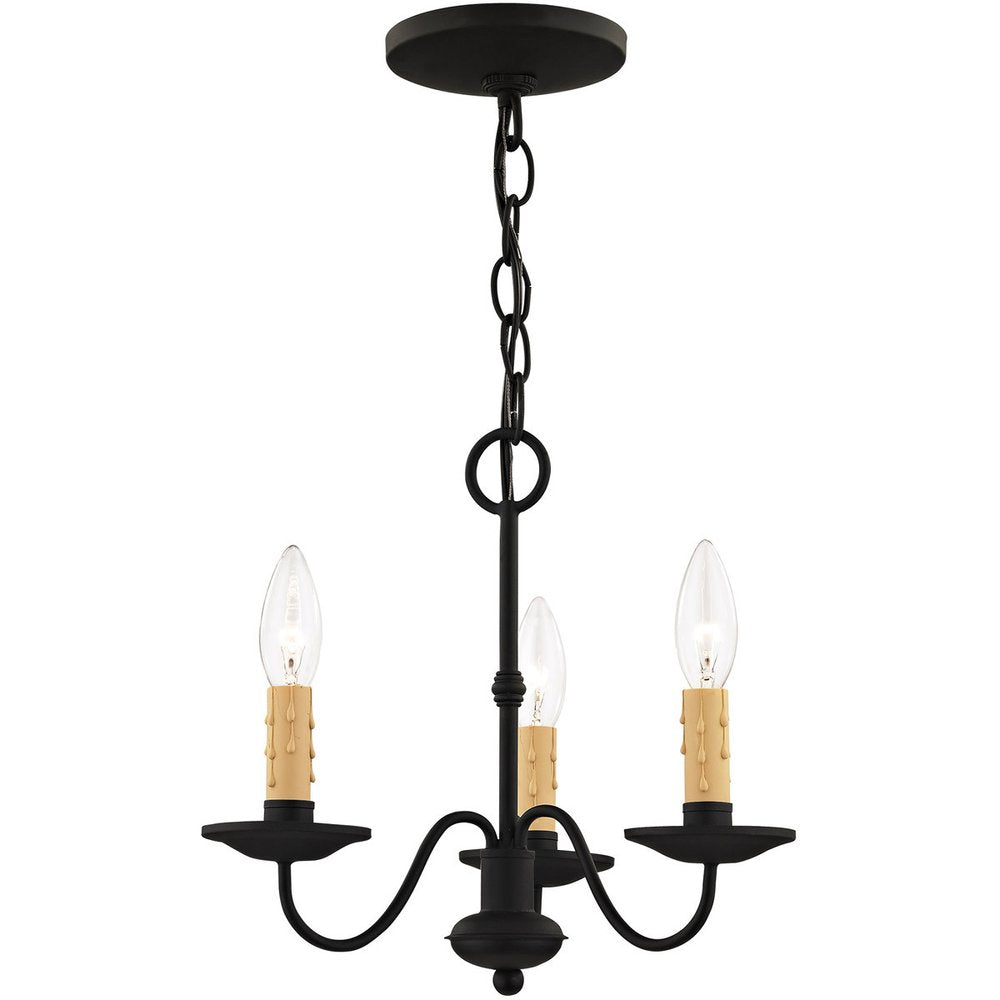 Black Three Light Metal Dimmable Chandelier With Shades HomeRoots