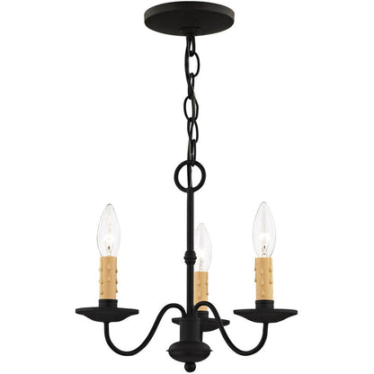 Black Three Light Metal Dimmable Chandelier With Shades HomeRoots