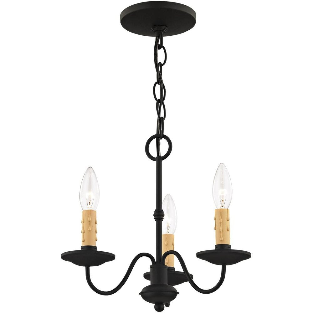 Black Three Light Metal Dimmable Chandelier With Shades HomeRoots
