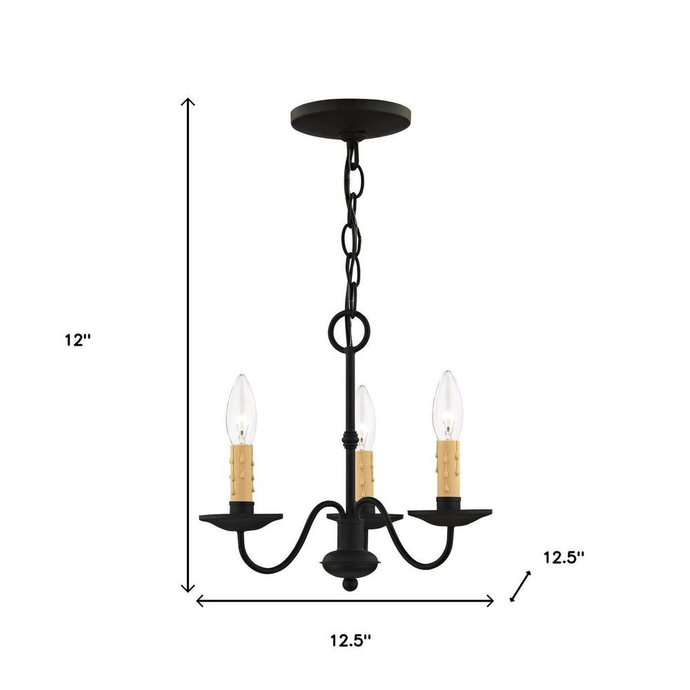Black Three Light Metal Dimmable Chandelier With Shades HomeRoots