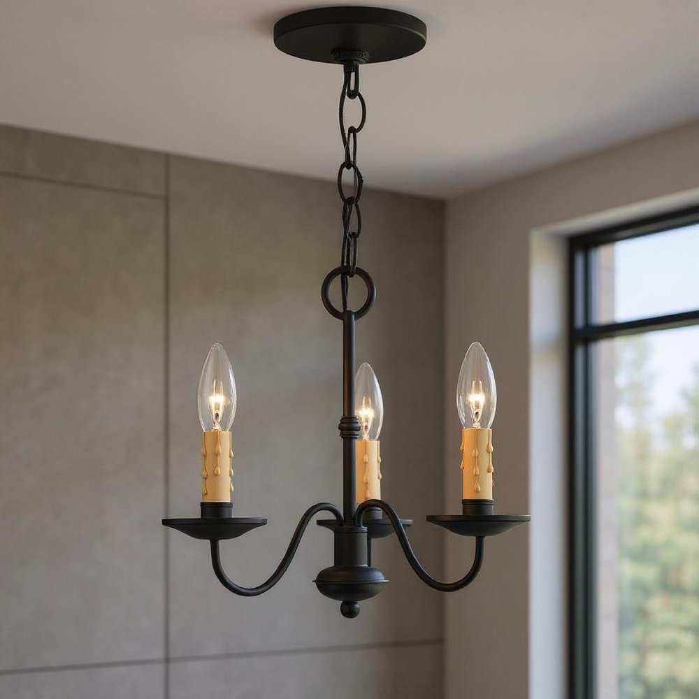 Black Three Light Metal Dimmable Chandelier With Shades HomeRoots