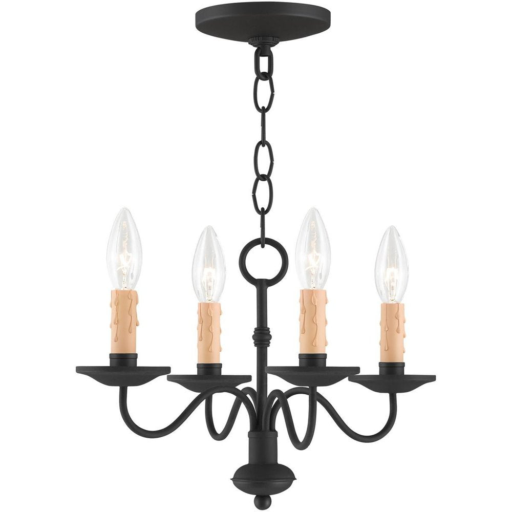 Black Four Light Metal Dimmable Chandelier With Shades HomeRoots