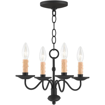 Black Four Light Metal Dimmable Chandelier With Shades HomeRoots