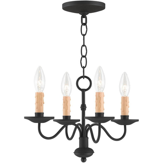 Black Four Light Metal Dimmable Chandelier With Shades HomeRoots