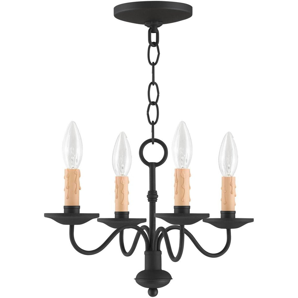 Black Four Light Metal Dimmable Chandelier With Shades HomeRoots