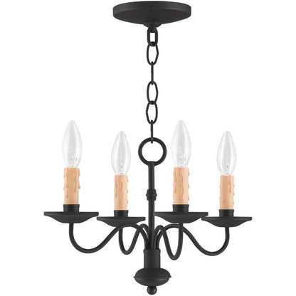 Black Four Light Metal Dimmable Chandelier With Shades HomeRoots