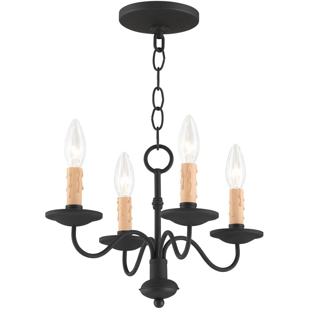 Black Four Light Metal Dimmable Chandelier With Shades HomeRoots