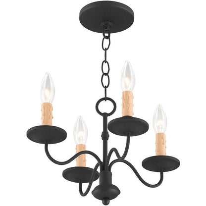 Black Four Light Metal Dimmable Chandelier With Shades HomeRoots