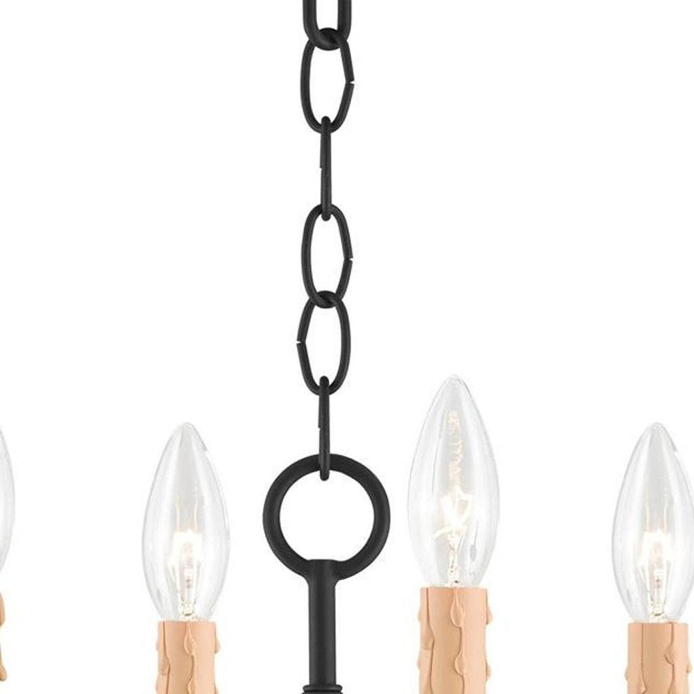 Black Four Light Metal Dimmable Chandelier With Shades HomeRoots