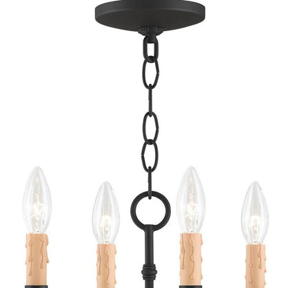 Black Four Light Metal Dimmable Chandelier With Shades HomeRoots
