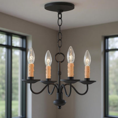 Black Four Light Metal Dimmable Chandelier With Shades HomeRoots