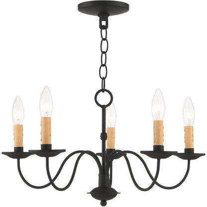 Black Five Light Metal Dimmable Chandelier With Shades HomeRoots