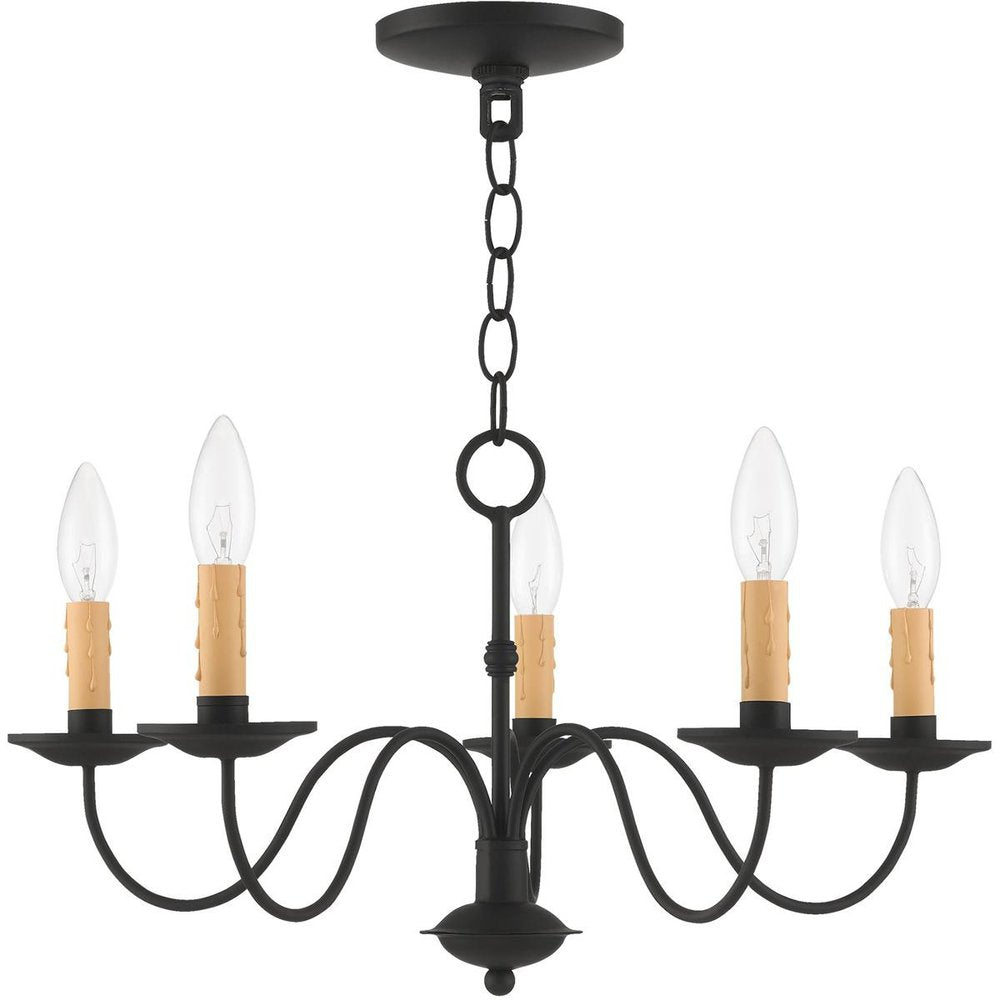 Black Five Light Metal Dimmable Chandelier With Shades HomeRoots