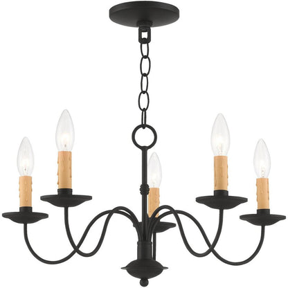Black Five Light Metal Dimmable Chandelier With Shades HomeRoots