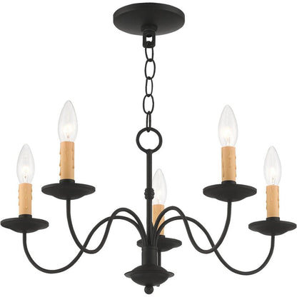 Black Five Light Metal Dimmable Chandelier With Shades HomeRoots