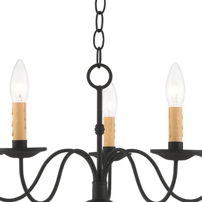 Black Five Light Metal Dimmable Chandelier With Shades HomeRoots