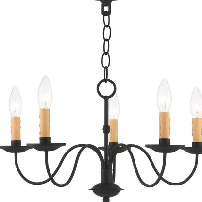 Black Five Light Metal Dimmable Chandelier With Shades HomeRoots
