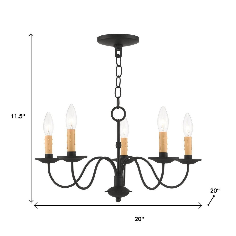 Black Five Light Metal Dimmable Chandelier With Shades HomeRoots