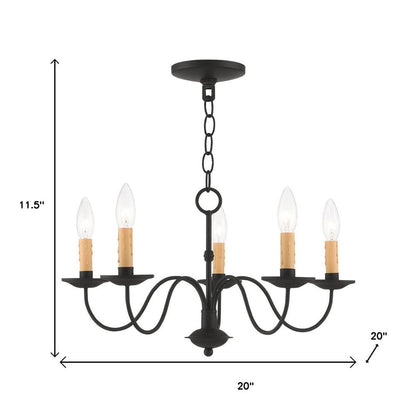 Black Five Light Metal Dimmable Chandelier With Shades HomeRoots