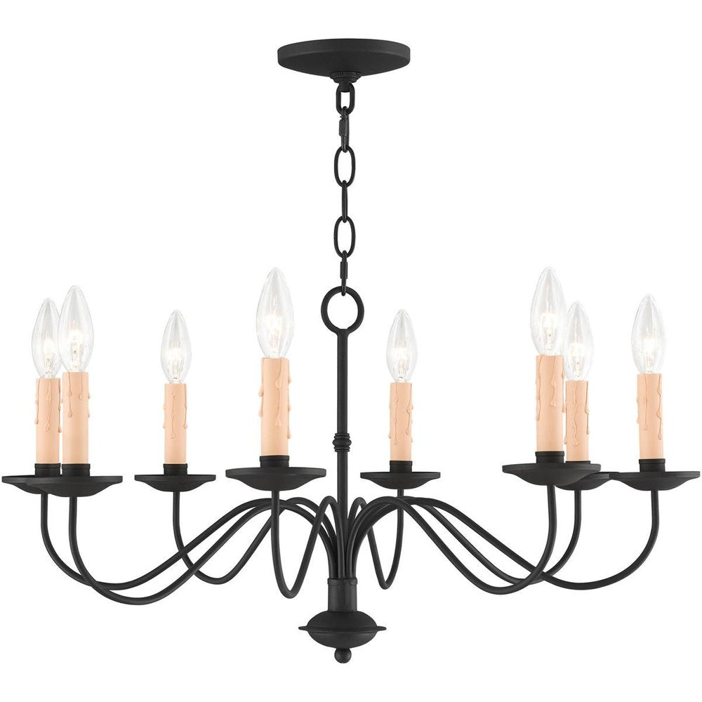 Black Eight Light Metal Dimmable Chandelier With Shades HomeRoots